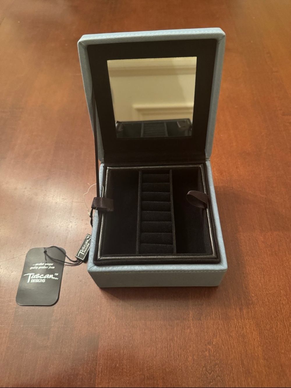 Light Blue Jewelry Box with Mirror